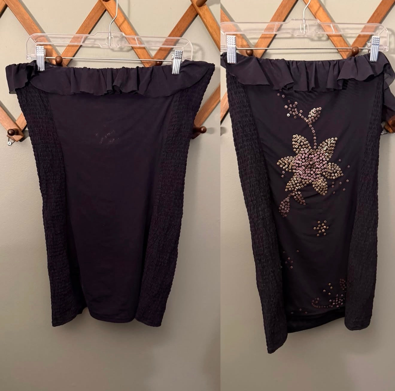 Free People Fawn Embellished Tube Top, Black, NWT, Size Large
