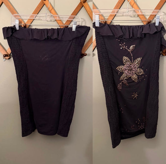 Free People Fawn Embellished Tube Top, Black, NWT, Size Large