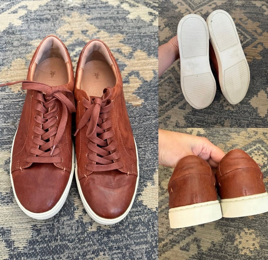 Frye Ivy Low Lace Leather Sneakers, Cognac ( Size 11)