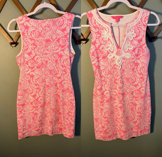 Lilly Pulitzer Harper Shift Dress Pink White, size XS